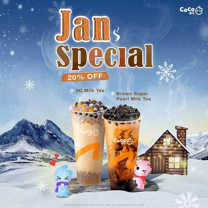 CoCo Tea YVR Kickstarts 2023 With January Specials on Large 3Q Milk Tea & Large Brown Sugar Pearl Milk Tea with 20% Off