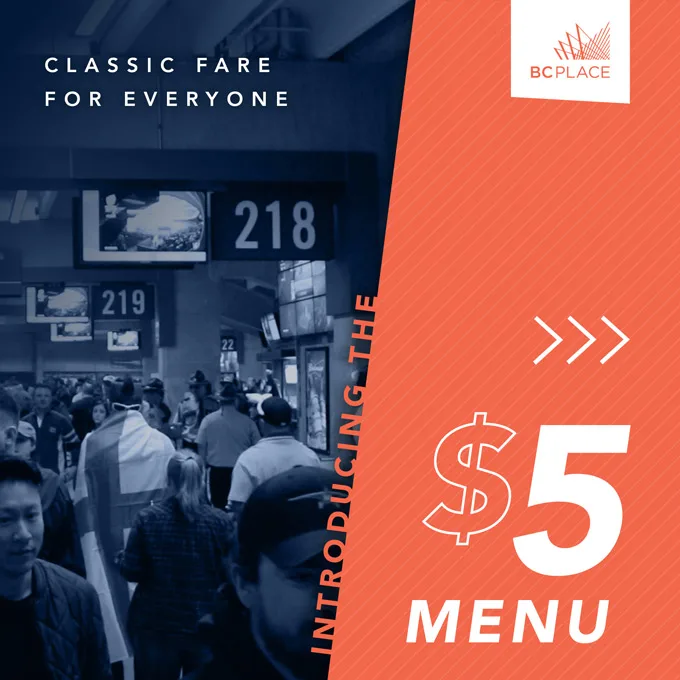 BC Place launches 5 Menu at all events