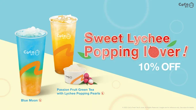 CoCo Tea YVR Sweetens Up Spring Featuring Two Lychee Popping Pearls-Filled Drinks on April Specials