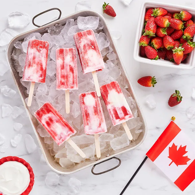 Strawberries and Cream Popsicles Courtesy of BakeGood.ca