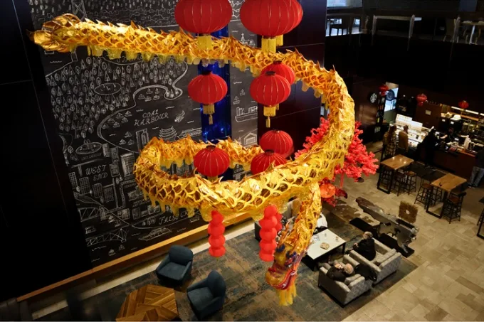 Experience Lunar New Year Augmented Reality 3D Dragon at the Lobby of Hyatt Regency Vancouver