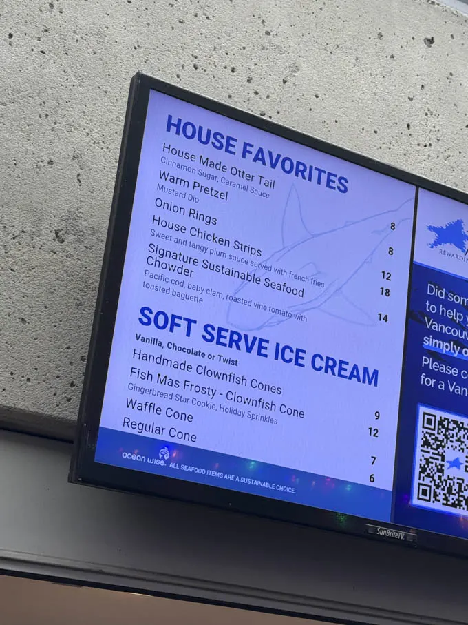 Vancouver Aquarium: Food & Drink Offerings, Menus, Prices