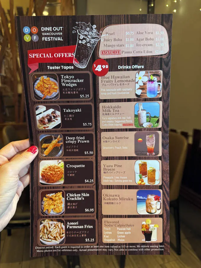 Yuu Japanese Tapas Richmond: Dine Out Vancouver 2025 Menu