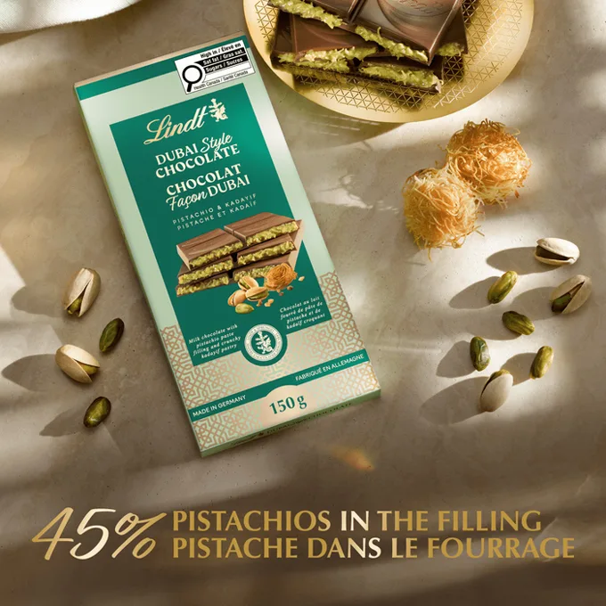 Lindt launches Dubai Style Chocolate Bar in Canada