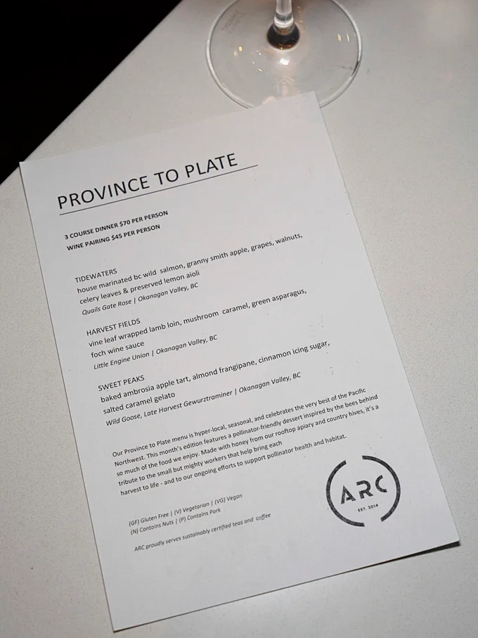 Province to Plate, Seasonal BC Focused Menu at Fairmont Waterfront