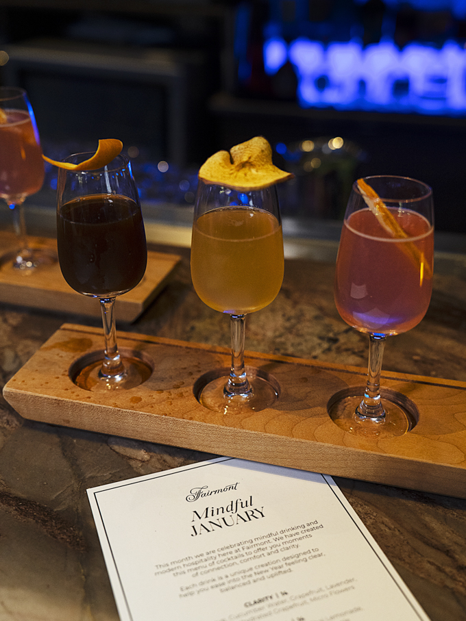 Fairmont Waterfront Spirit-Free Cocktail Menu for January