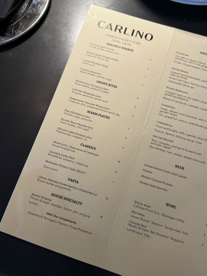 Carlino Aperitivo Happy Hour Highlights