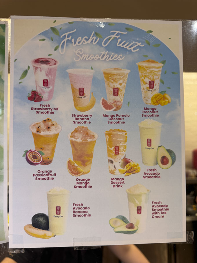 Fresh Fruit Smoothies at Gong Cha Renfrew