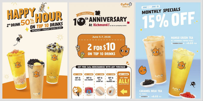 CoCo Bubble Tea YVR Marks 10 Years With Deals