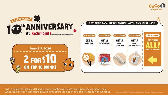 CoCo Bubble Tea YVR Marks 10 Years With Deals