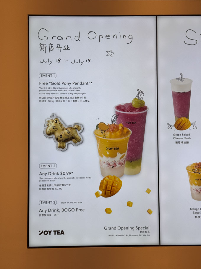 Joy Tea: New BBT Shop in Richmond with Grand Opening Deals