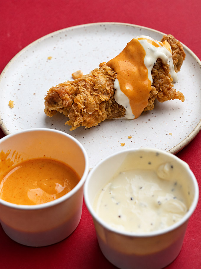 Fat Choi Chicken Richmond, Fried Chicken and Dipping Sauces